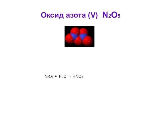 Оксид азота (V) N2O5 N2O5 + H2O → HNO3