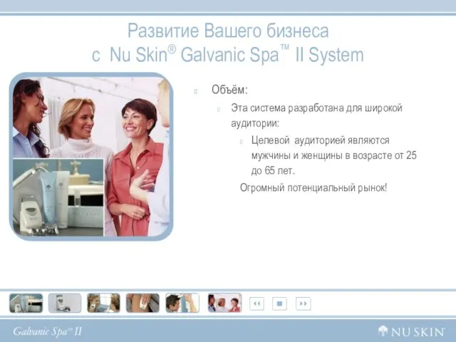 Развитие Вашего бизнеса с Nu Skin® Galvanic Spa™ II System Объём: Эта
