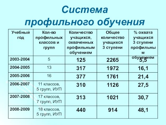 Система профильного обучения