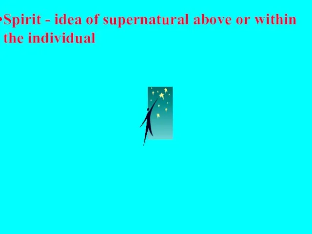 Spirit - idea of supernatural above or within the individual