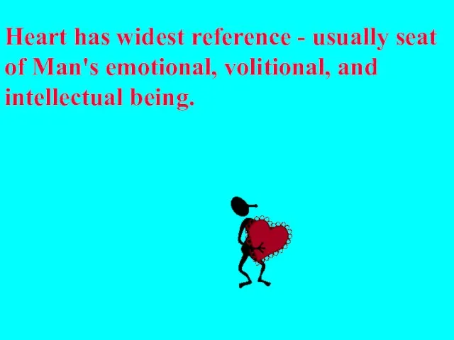 Heart has widest reference - usually seat of Man's emotional, volitional, and intellectual being.