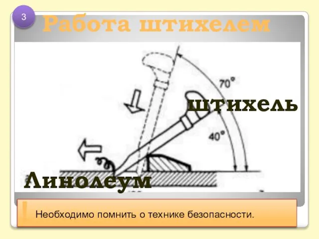 Работа штихелем Линолеум штихель 3 Необходимо помнить о технике безопасности. !