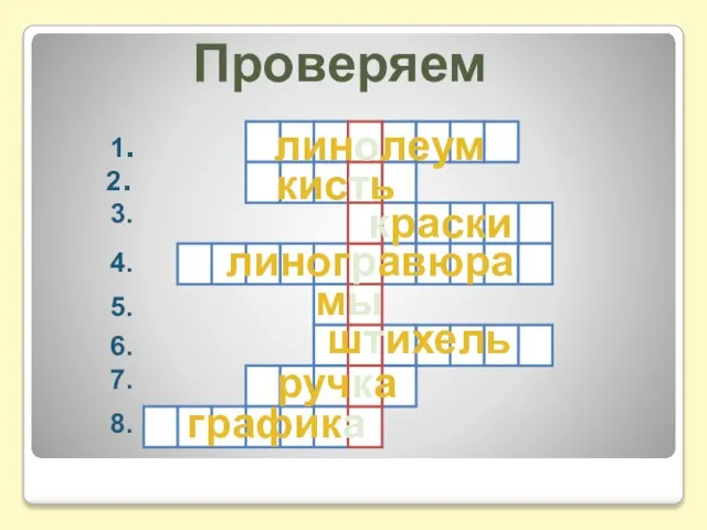 Проверяем линолеум кисть краски линогравюра мы штихель ручка графика 1. 3. 4.