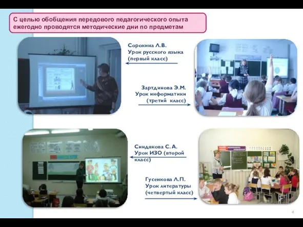 С целью обобщения передового педагогического опыта ежегодно проводятся методические дни по предметам