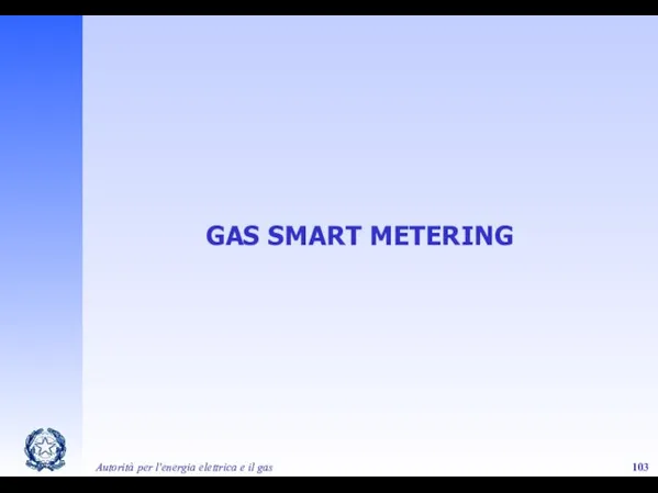 Autorità per l'energia elettrica e il gas GAS SMART METERING