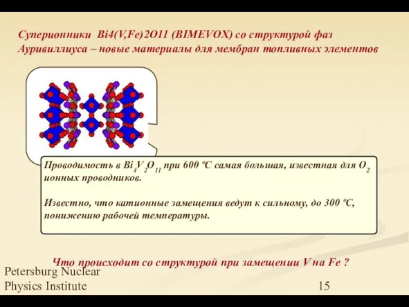 Petersburg Nuclear Physics Institute Что происходит со структурой при замещении V на