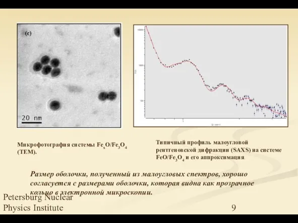 Petersburg Nuclear Physics Institute Размер оболочки, полученный из малоугловых спектров, хорошо согласуется