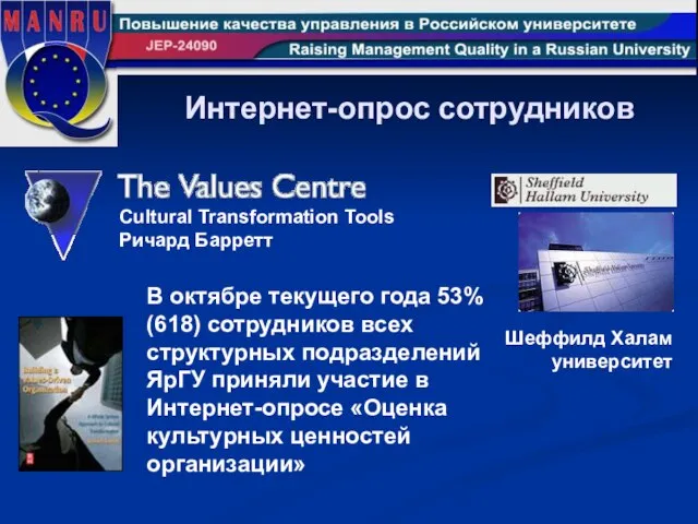 Шеффилд Халам университет В октябре текущего года 53% (618) сотрудников всех структурных