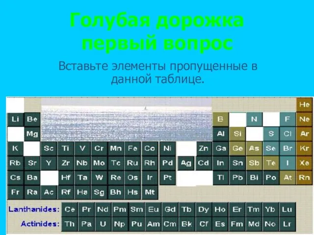 Голубая дорожка первый вопрос Вставьте элементы пропущенные в данной таблице.