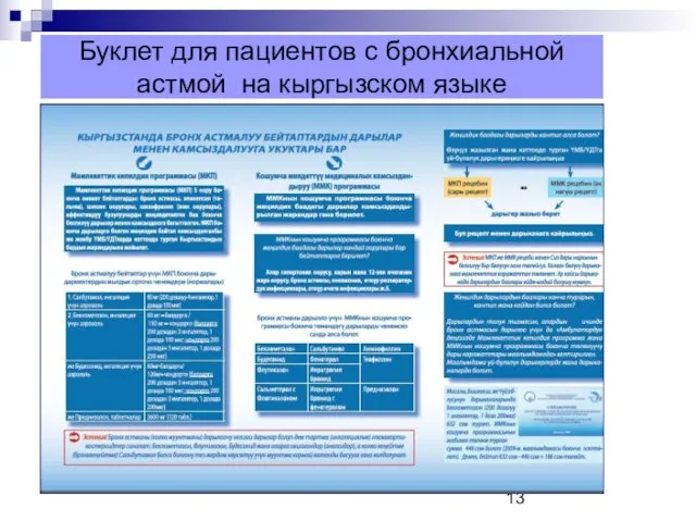 Буклет для пациентов с бронхиальной астмой на кыргызском языке