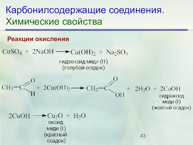 Карбонилсодержащие соединения. Химические свойства Реакции окисления