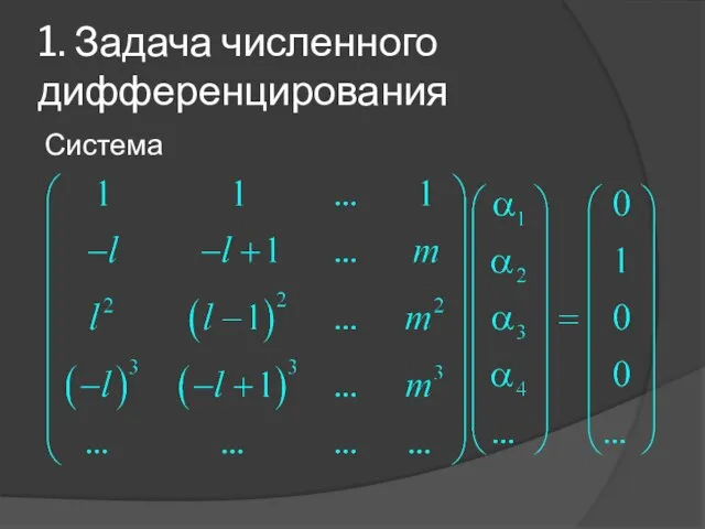 Система 1. Задача численного дифференцирования