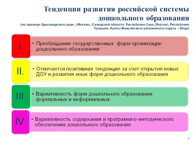 Тенденции развития российской системы дошкольного образования (на примере Красноярского края, г.Москвы, Самарской