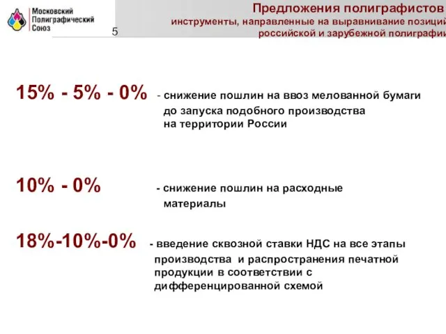 5 Предложения полиграфистов: инструменты, направленные на выравнивание позиций российской и зарубежной полиграфии