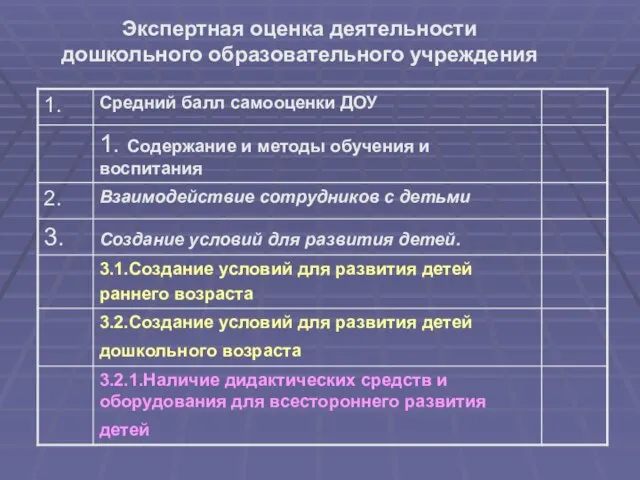 Экспертная оценка деятельности дошкольного образовательного учреждения