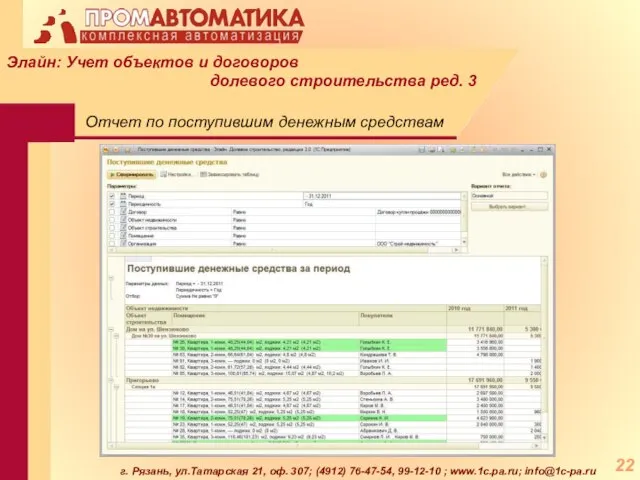 г. Рязань, ул.Татарская 21, оф. 307; (4912) 76-47-54, 99-12-10 ; www.1c.pa.ru; info@1c-pa.ru