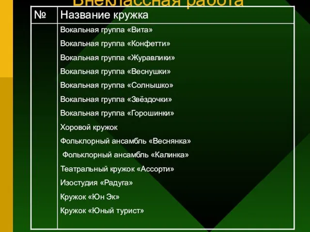 Внеклассная работа