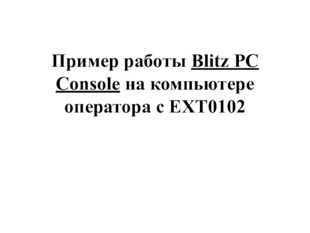 Пример работы Blitz PC Console на компьютере оператора с EXT0102