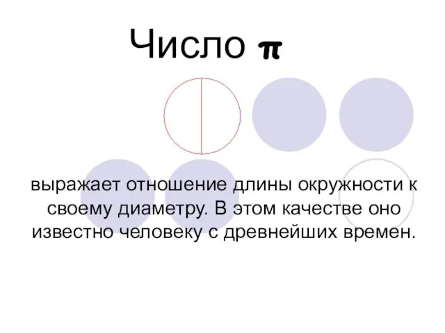 выражает отношение длины окружности к своему диаметру. В этом качестве оно известно