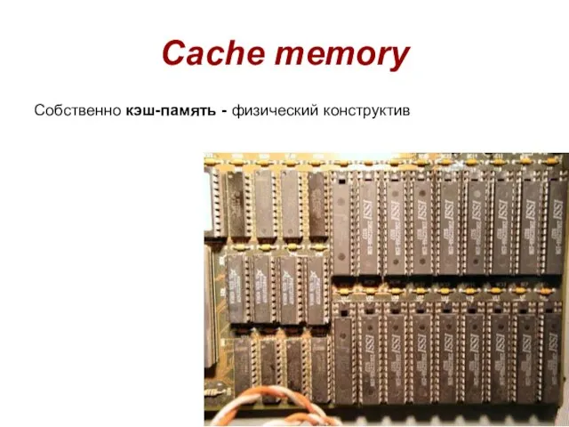 Cache memory Собственно кэш-память - физический конструктив