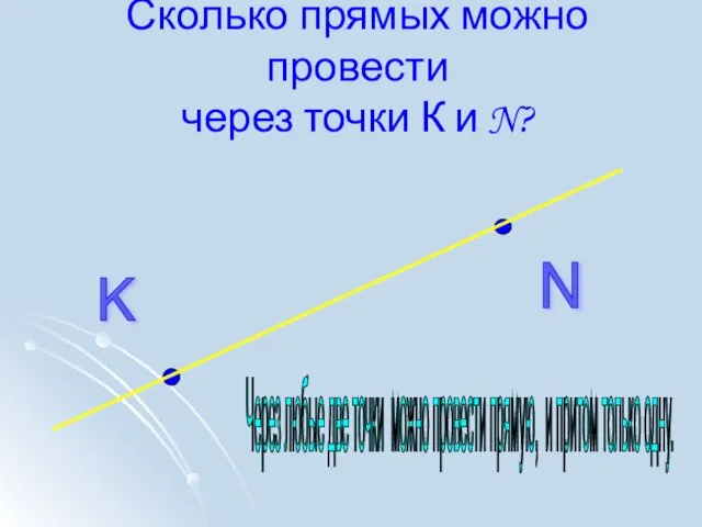 Сколько прямых можно провести через точки К и N? K N Через