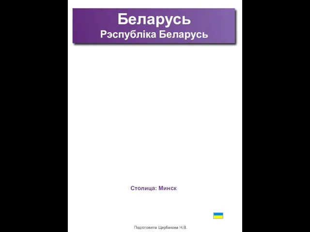 Подготовила Щербакова Н.В. Беларусь Рэспубліка Беларусь Столица: Минск