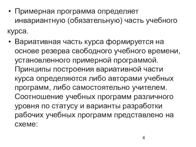 Примерная программа определяет инвариантную (обязательную) часть учебного курса. Вариативная часть курса формируется