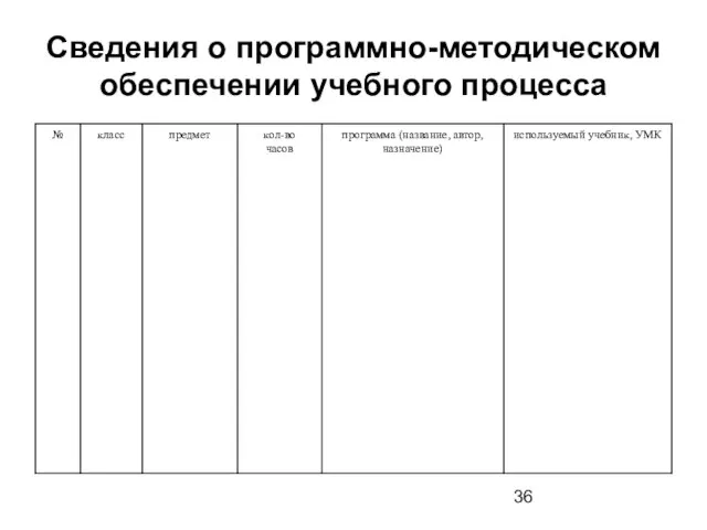 Сведения о программно-методическом обеспечении учебного процесса