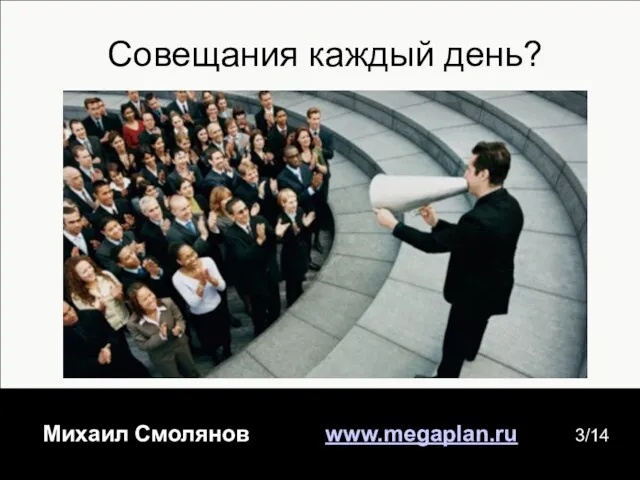 Михаил Смолянов www.megaplan.ru 3/14 Совещания каждый день?