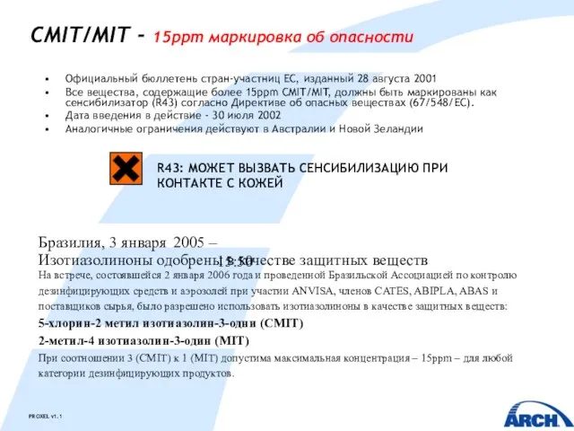 CMIT/MIT - 15ppm маркировка об опасности Официальный бюллетень стран-участниц ЕС, изданный 28