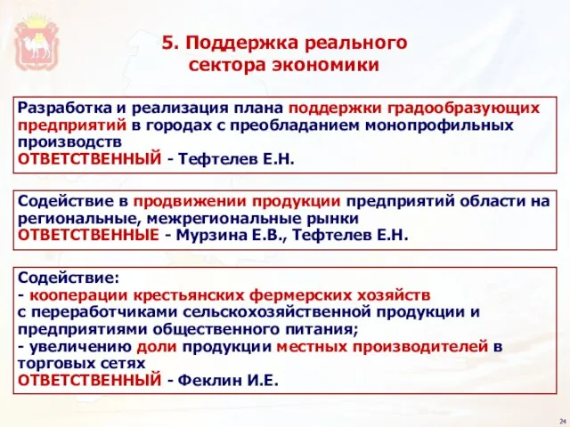 Разработка и реализация плана поддержки градообразующих предприятий в городах с преобладанием монопрофильных