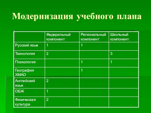 Модернизация учебного плана