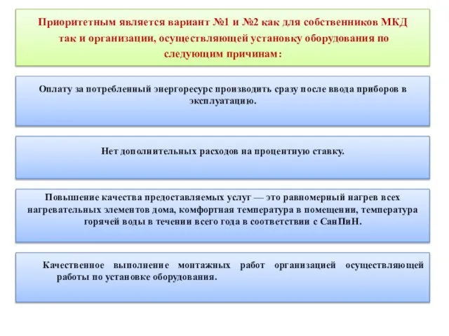 Качественное выполнение монтажных работ организацией осуществляющей работы по установке оборудования. Приоритетным является