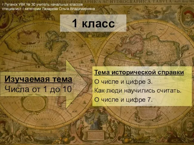 1 класс Тема исторической справки О числе и цифре 3. Как люди