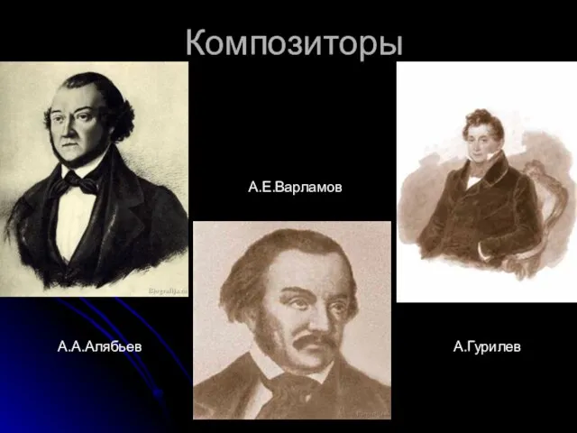 Композиторы А.А.Алябьев А.Е.Варламов А.Гурилев