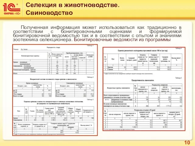 Полученная информация может использоваться как традиционно в соответствии с бонитировочными оценками и