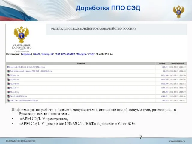 Доработка ППО СЭД Информация по работе с новыми документами, описание полей документов,