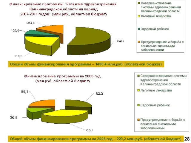 Общий объем финансирования программы на 2008 год – 229,2 млн.руб. (областной бюджет)