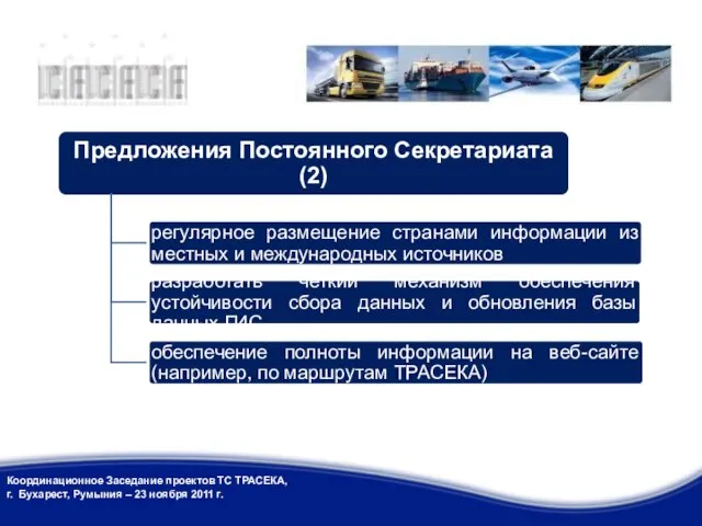 Координационное Заседание проектов ТС ТРАСЕКА, г. Бухарест, Румыния – 23 ноября 2011 г.