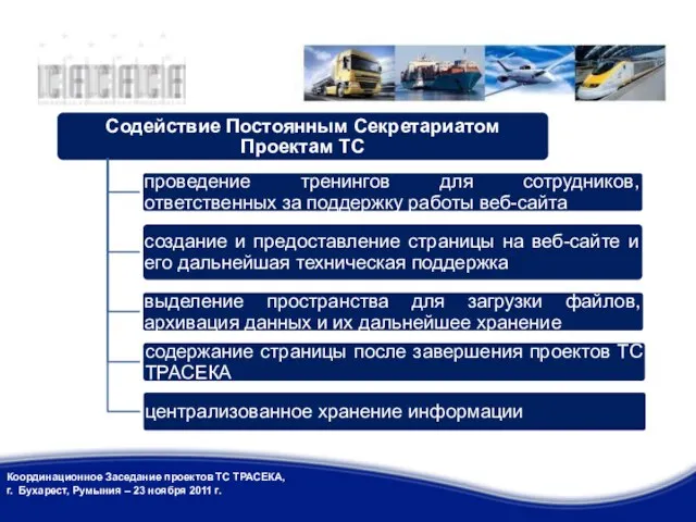 Координационное Заседание проектов ТС ТРАСЕКА, г. Бухарест, Румыния – 23 ноября 2011 г.