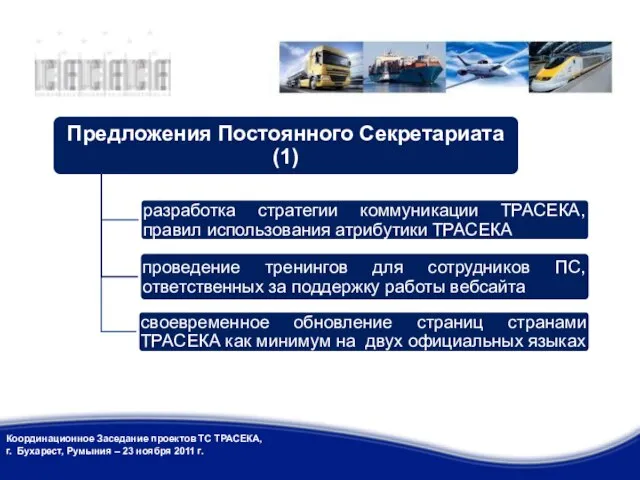 Координационное Заседание проектов ТС ТРАСЕКА, г. Бухарест, Румыния – 23 ноября 2011 г.