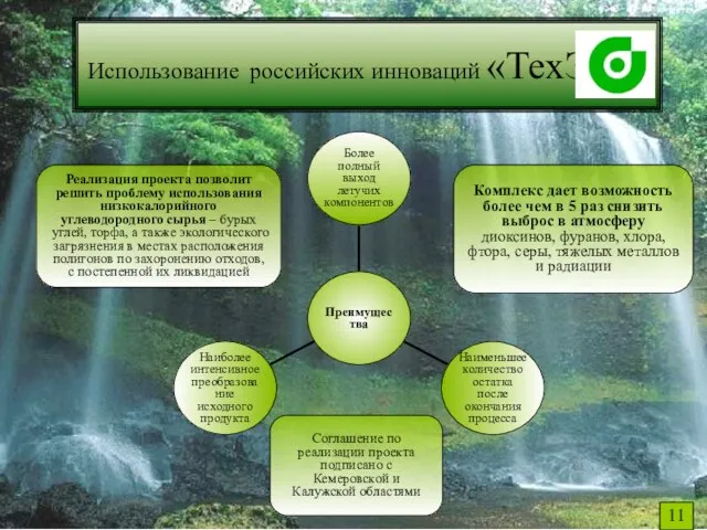 Использование российских инноваций «ТехЭко» Комплекс дает возможность более чем в 5 раз