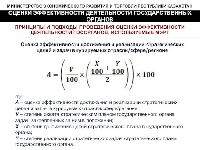 МИНИСТЕРСТВО ЭКОНОМИЧЕСКОГО РАЗВИТИЯ И ТОРГОВЛИ РЕСПУБЛИКИ КАЗАХСТАН ОЦЕНКИ ЭФФЕКТИВНОСТИ ДЕЯТЕЛЬНОСТИ ГОСУДАРСТВЕННЫХ ОРГАНОВ