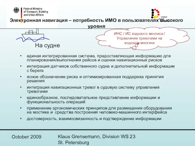 October 2009 Klaus Grensemann, Division WS 23 St. Petersburg единая интегрированная система,