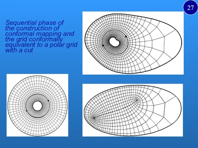 Sequential phase of the construction of conformal mapping and the grid conformally