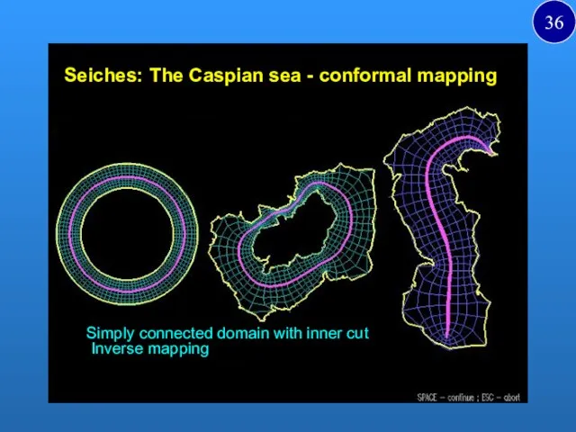 Seiches: The Caspian sea - conformal mapping Simply connected domain with inner