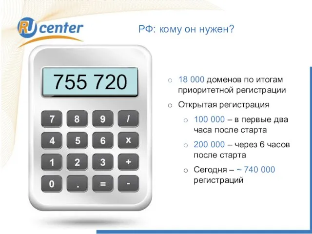 РФ: кому он нужен? 755 720 18 000 доменов по итогам приоритетной