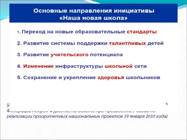 (Из материалов к выступлению Министра образования и науки Российской Федерации Андрея Фурсенко