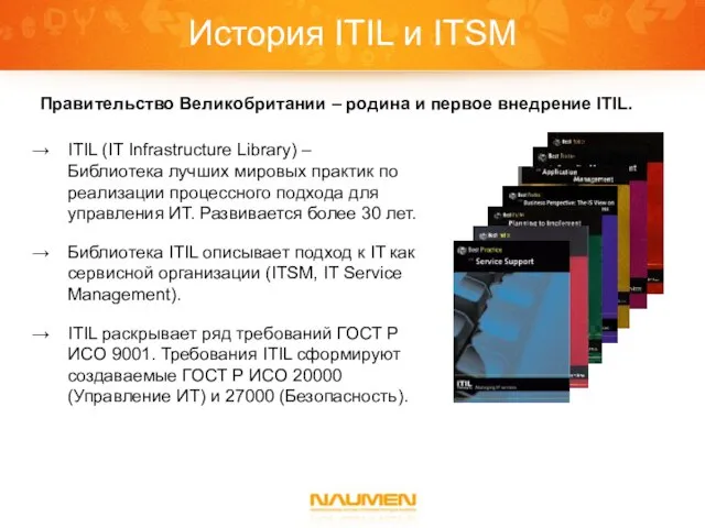 История ITIL и ITSM Правительство Великобритании – родина и первое внедрение ITIL.