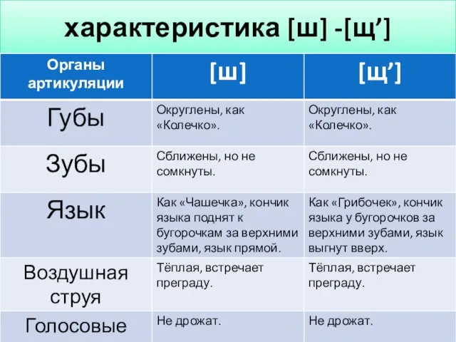 характеристика [ш] -[щ’]